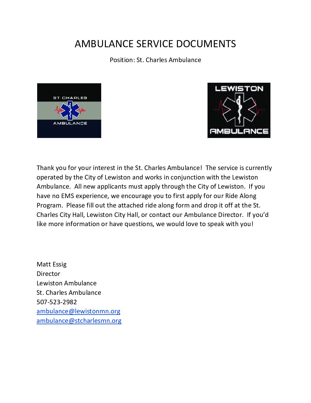 Ride Along Document